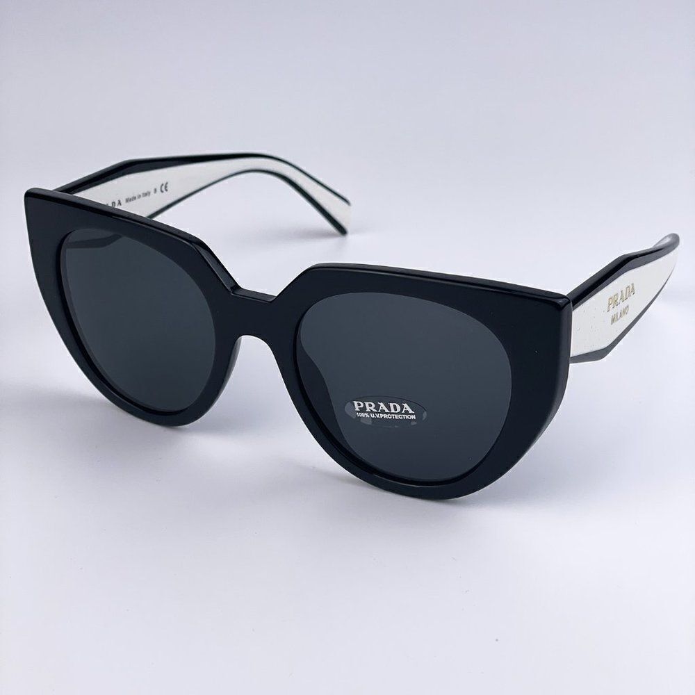 NEW Prada PR14WS 09Q-5S0 Black Talc Gray Cat Eye Oversized Women Sunglasses